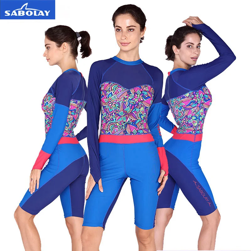 Sabolay Для женщин лайкра Rashguard Surf цельный Рубашки для мальчиков Солнцезащитный крем