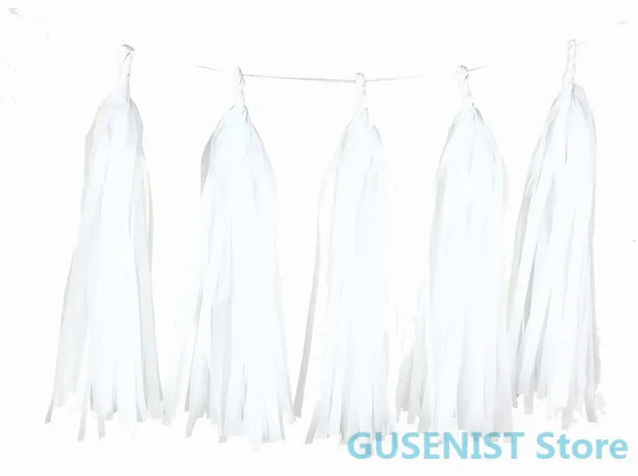 LS14. White 5 шт./партия 14 дюймов тканевая Бумажная гирлянда цветок для дня рождения Свадебная вечеринка для украшения детского душа Висячие ремесленные принадлежности - Цвет: LS14. White