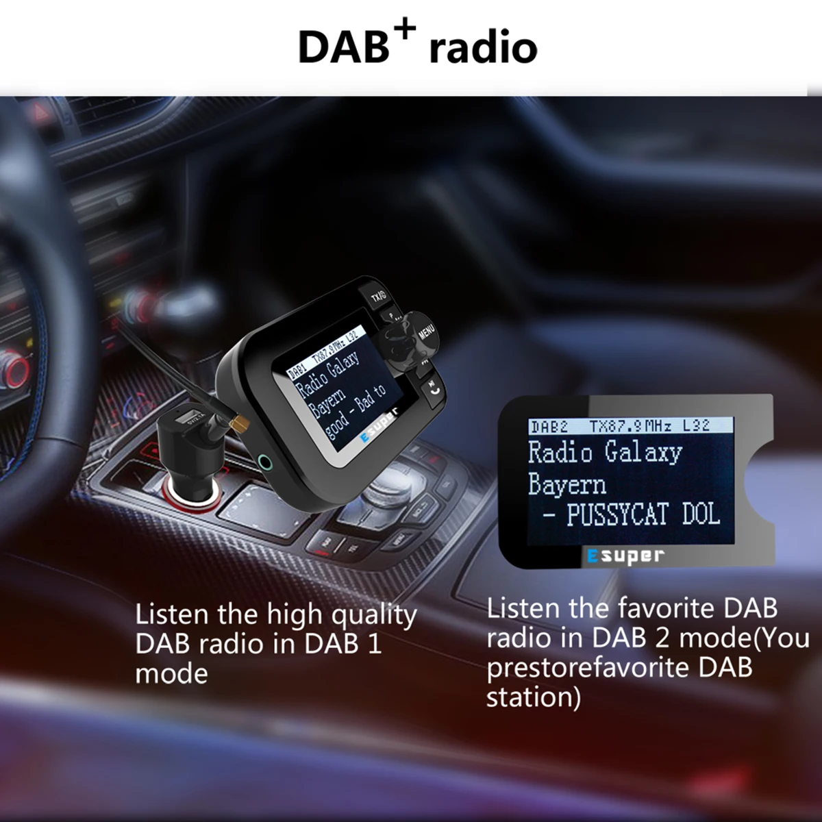 DAB 105 Многофункциональный Беспроводной автомобильный комплект 5 V/2.1A ЖК дисплей