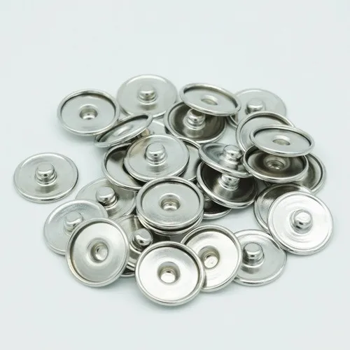 100pcs/lot 18/20mm Round Snap Press Button Jewelry Silver Button Setting Blanks Fit 18mm Cabochon