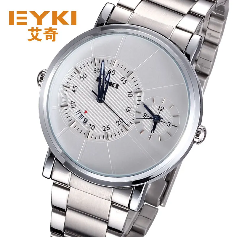 EYKI brand man watch stainless steel army dual time display 10m waterproof calendar analog import quartz movement clock | Наручные часы