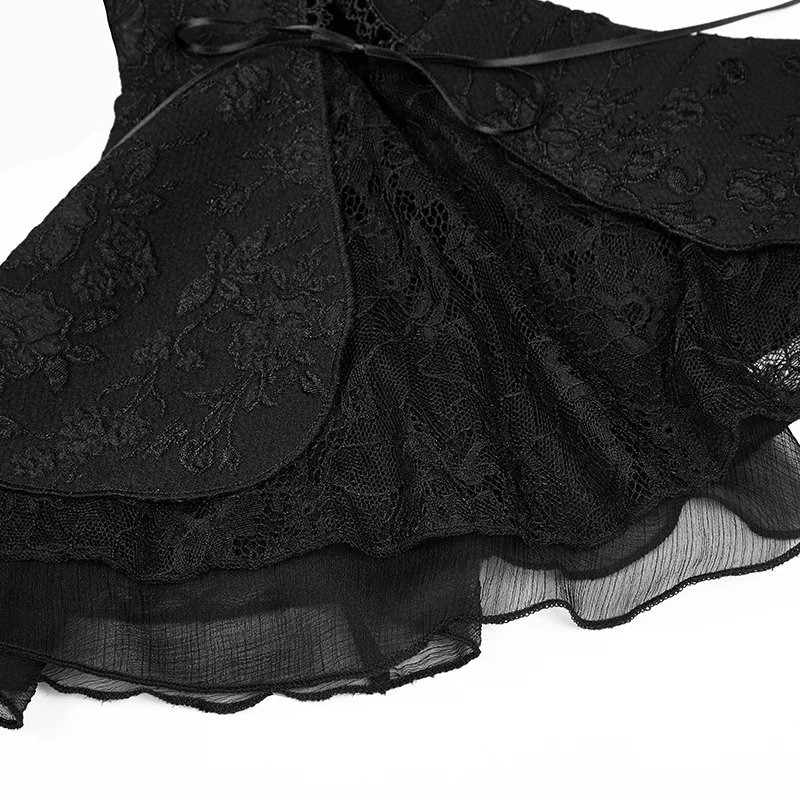 

Punk Rave Casual Fashion Gothic Black Women Shirt Top Victorian Cropped Sleeves WY859
