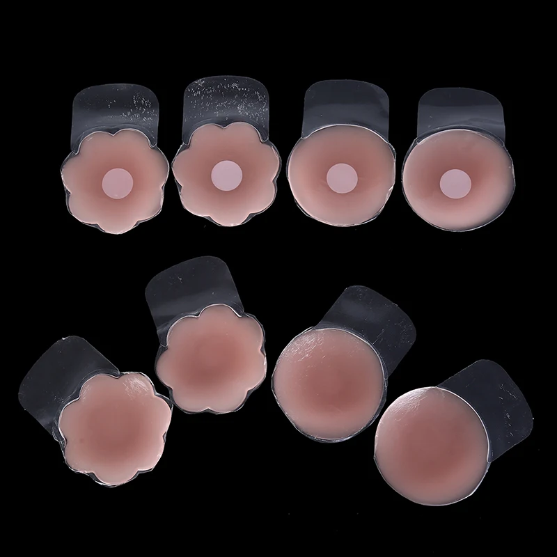 1pair Instant Boob Lift Up Tape Petals Reusable Flower Silicone Nipple Cover Breast Pasties Round Chest Stickers For Nipple