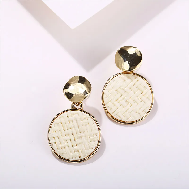 AY Ethnic Leopard Rattan Earrings For Women Handmade Bohemian Geometric Round Heart Dangle Boho Jewelry | Украшения и аксессуары
