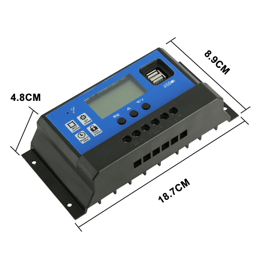60A50A40A30A20A10A 12V24V Солнечный контроллер заряда PWM солнечная батарея зарядное устройство солнечные регуляторы PV с lcd и 5V USB