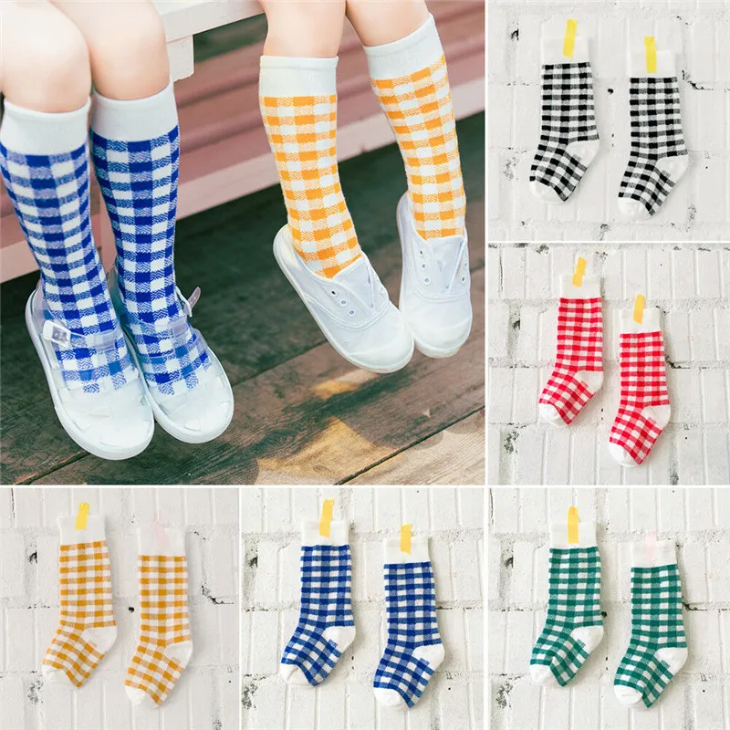 Новинка чулки до колена для маленьких девочек трикотаж теплые хлопковые Дышащие