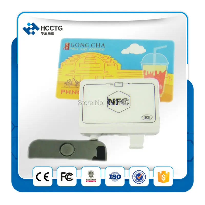 Портативный ACR35 RFID NFC мобильный кард-ридер для мобильного AES-128 алгоритм