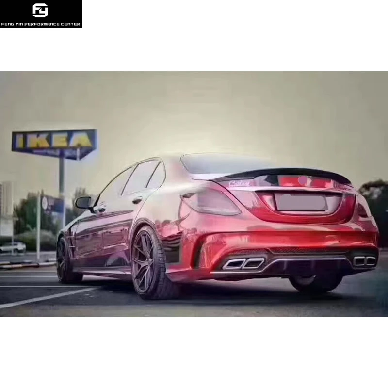 W205 автомобильный комплект кузова PU Неокрашенный передний бампер задний бампер гоночные грили для Mercedes Benz W205 C200 14-16