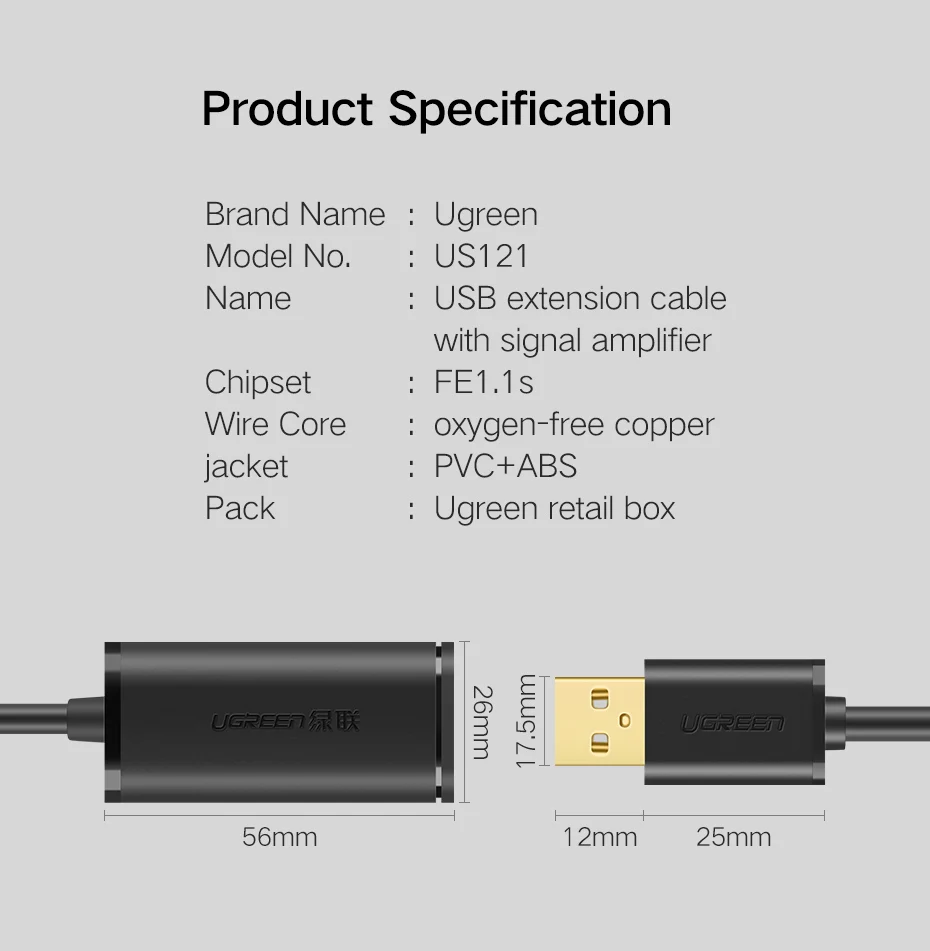 Ugreen US121 usb 2,0 кабель-удлинитель для усиления сигнала подключается Беспроводная скорость передачи данных в локальной сети линии передачи данных 5/10/15/20/возможностью погружения на глубину до 30 м
