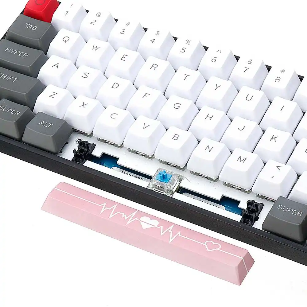 Пятисторонний Dyesub розовый сердце PBT пробел бар 6.25u Новинка Keycap