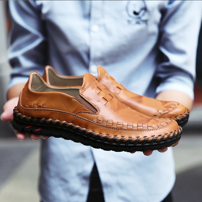 Туфли мужские из натуральной кожи итальянские брендовые без застежки Роскошные