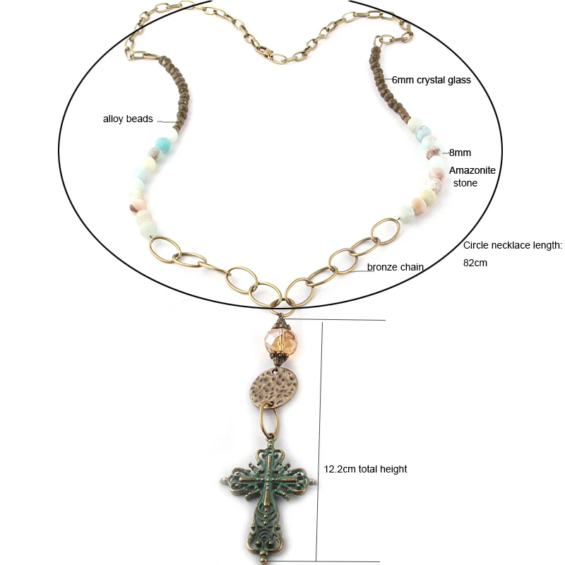 Fashion Jewelry Natural Stone/Chain Metal Cross Pendant Necklaces For Women Ethnic Necklace | Украшения и аксессуары