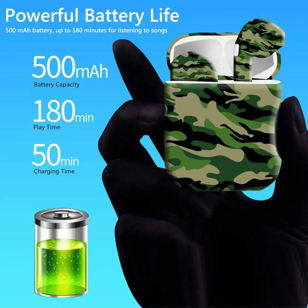 Camo печатных I9s TWS беспроводные наушники Bluetooth 5 0 мини с зарядным устройством для iOS