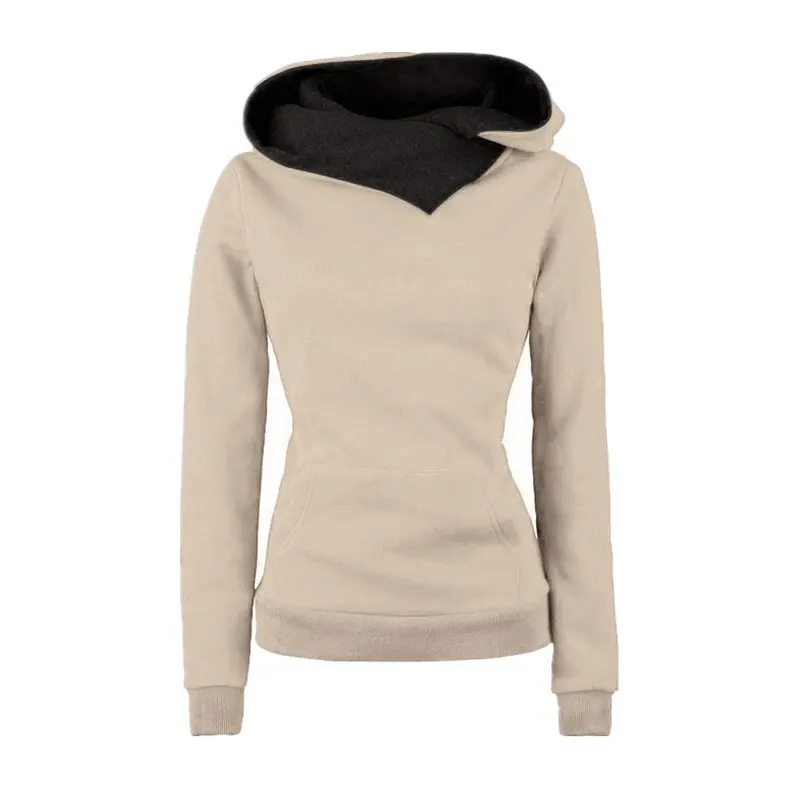 Женские повседневные одноцветные толстовки с капюшоном унисекс отворотом