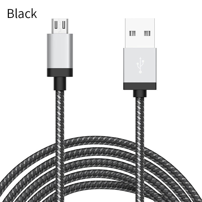 Micro USB кабель, AIFFECT 2.4A нейлоновый Плетеный 2 м Быстрая зарядка мобильный телефон USB зарядное устройство кабель для samsung/Xiaomi/LG/huawei/Meizu - Цвет: Черный