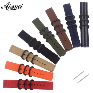 Ремешок нейлоновый для наручных часов, спортивный армейский браслет в стиле милитари, аксессуары для мужчин и женщин, 18 мм 20 мм 22 мм 24 мм, разные цвета