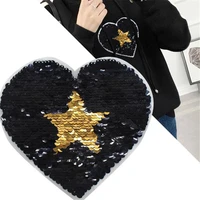 t shirt girl patch 18cm love flip double sided patches for clothing reversible change color sequins t shirt stickers