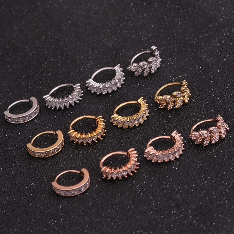 1PC Silver And Gold Color Ear Piercing Jewelry CZ Helix Cartilage Earring Rook Hoop Snug Ring | Украшения и аксессуары