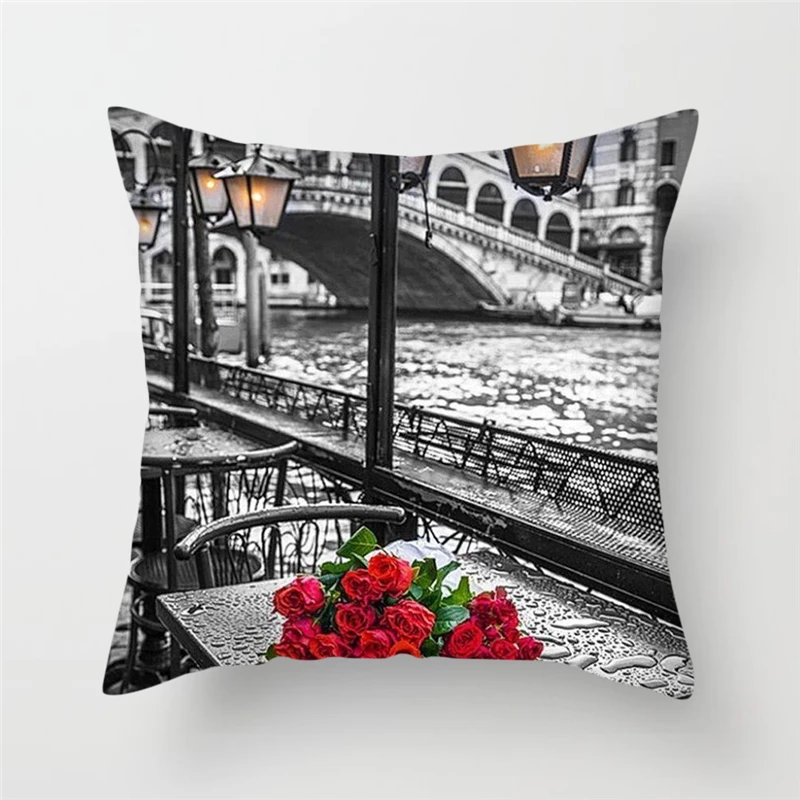 

Fuwatacchi Oil Painting Home Decor Pillow Case Beach European Throw Pillows cover Chair Sofa wedding decoration Cushion Cover
