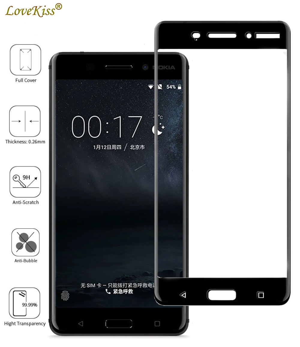 9H полное покрытие экрана стеклянная пленка для Nokia 6 TA 1000 1003 Nokia6 защита Покрытие