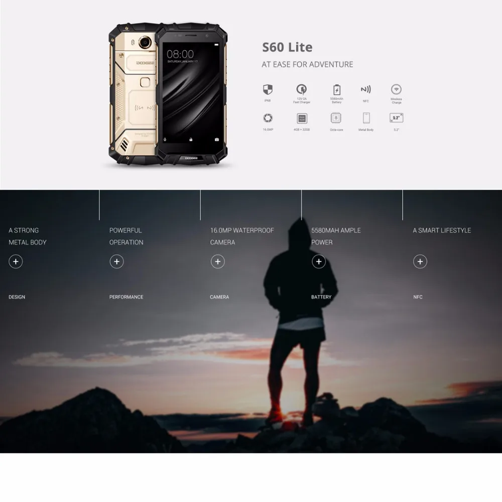 DOOGEE S60 LITE смартфон с 5 2 дюймовым дисплеем ОЗУ 4 Гб ПЗУ 32 ГБ Android 7 0|mobile phone|dual sim