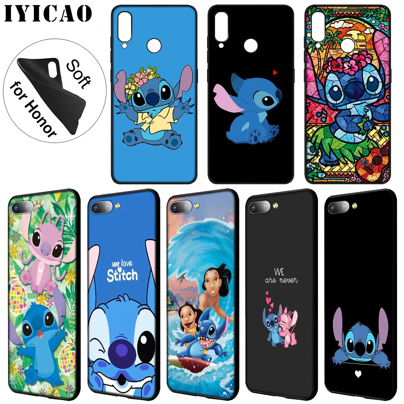 IYICAO Cute Lilo Stitch Cartoon Soft Case for Huawei Y9 Y7 Y6 Prime 2019 Cover Honor 20 8C 8X 8 9 9X 10 Lite 7C 7X 7A Pro |