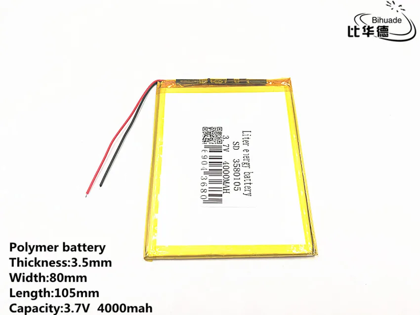 

Good Qulity 3.7V,4000mAH,3580105 Polymer lithium ion / Li-ion battery for tablet PC(tablet personal computer 7 inch 8 inch 9inch