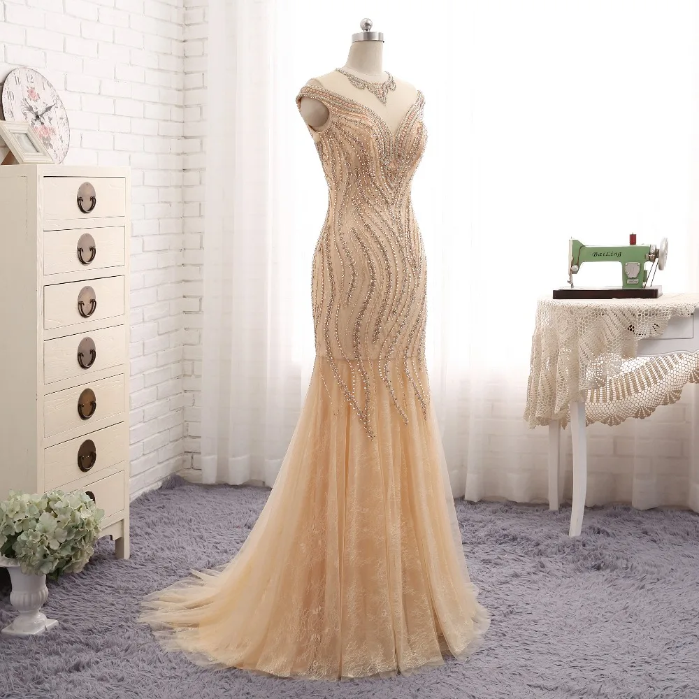 Elegant Sweetheart Crystal Beaded A Line Chiffon Split  Formal Vestidos De Festa Long Royal Blue Evening Prom Dresses 2017