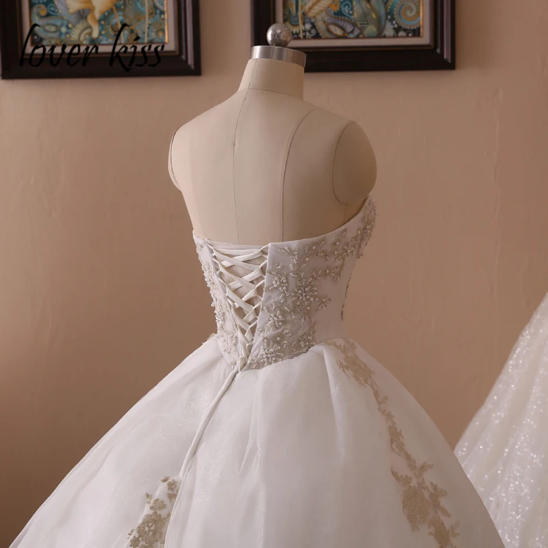 Любовник Поцелуй халат de Mariage 2021 платья пачки без бретелек Кружева свадебное