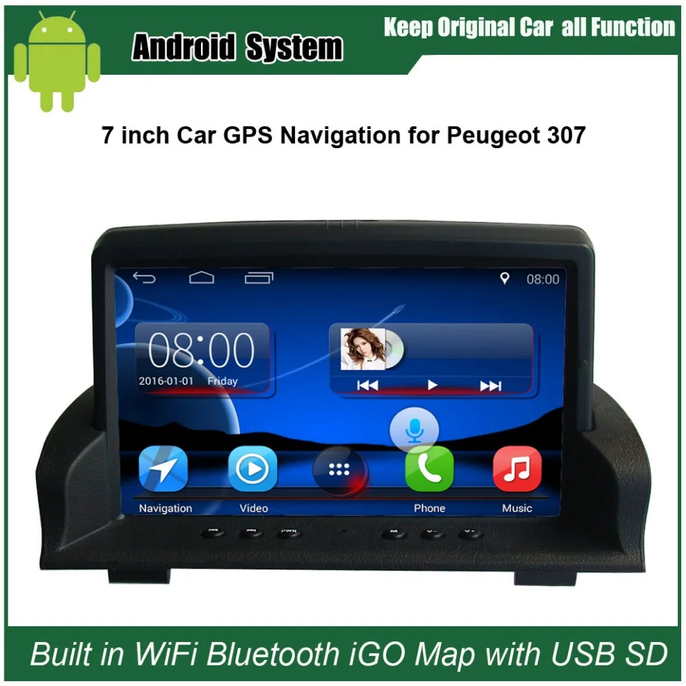 

Upgraded Original Android 7.1 Car Radio Player Suit to Peugeot 307 Car Video Player Built in WiFi GPS Navigation Bluetooth