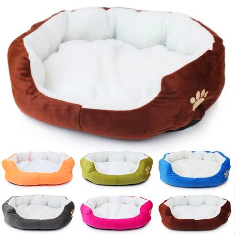 

For Soft Pet Dog Nest Puppy Cat Bed Fleece Warm House Kennel Plush Mat 4 Colors Pet Products Small Dog Bed cama para cachorro