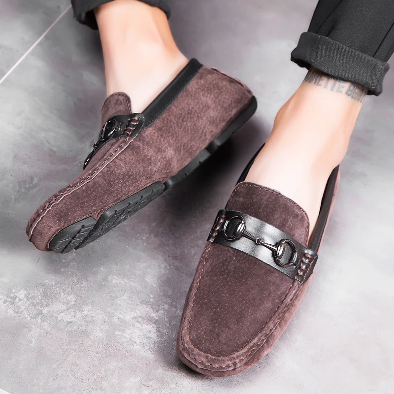 3 Color Driving Shoes Comfortable Casual Men Fashion Boat Soft Moccasins Slip-On Breathable Cow Suede Loafers | Обувь