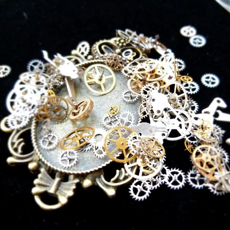 3D Tips Nail Art Watch Parts Skeleton Punk Stud Retro Rock Steam Machine Metal Slice Gear Foils Decoration Tools Manicure 5pcs | Красота и