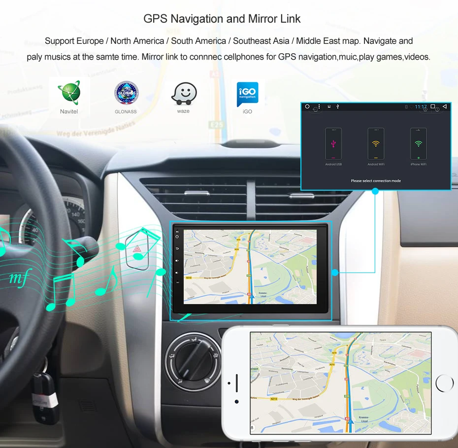 Junsun 2 Din автомобильный DVD Android 7,1 Радио мультимедийный плеер gps навигации Universale для nissan Авто Руль управление