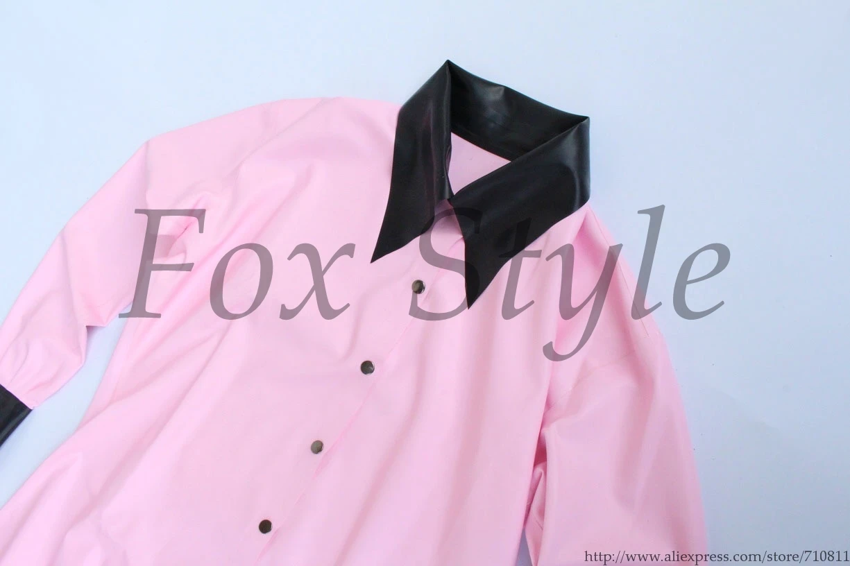 Латексная блузка розового цвета с черной отделкой|latex blouse|blouse blousepink blouse |