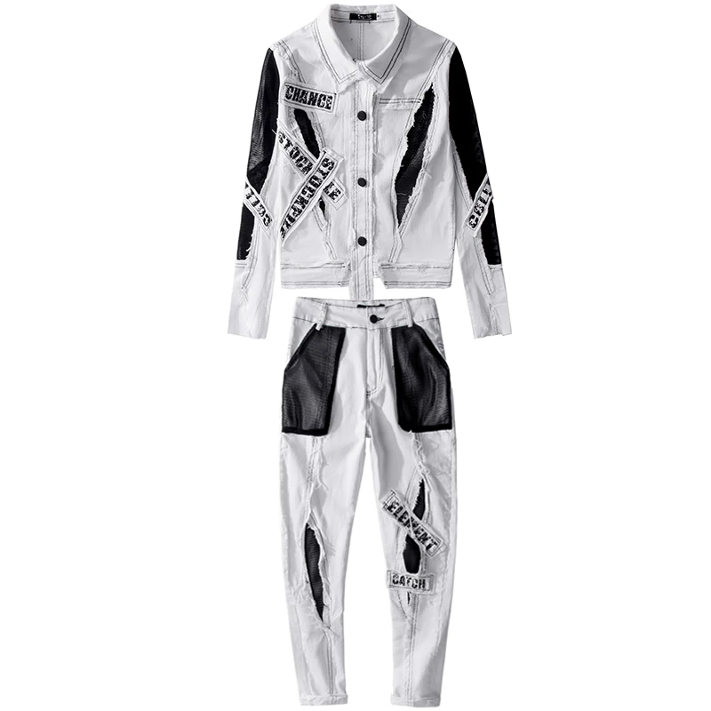 Комплект из трех предметов Женский уличная одежда белый короткий пиджак с