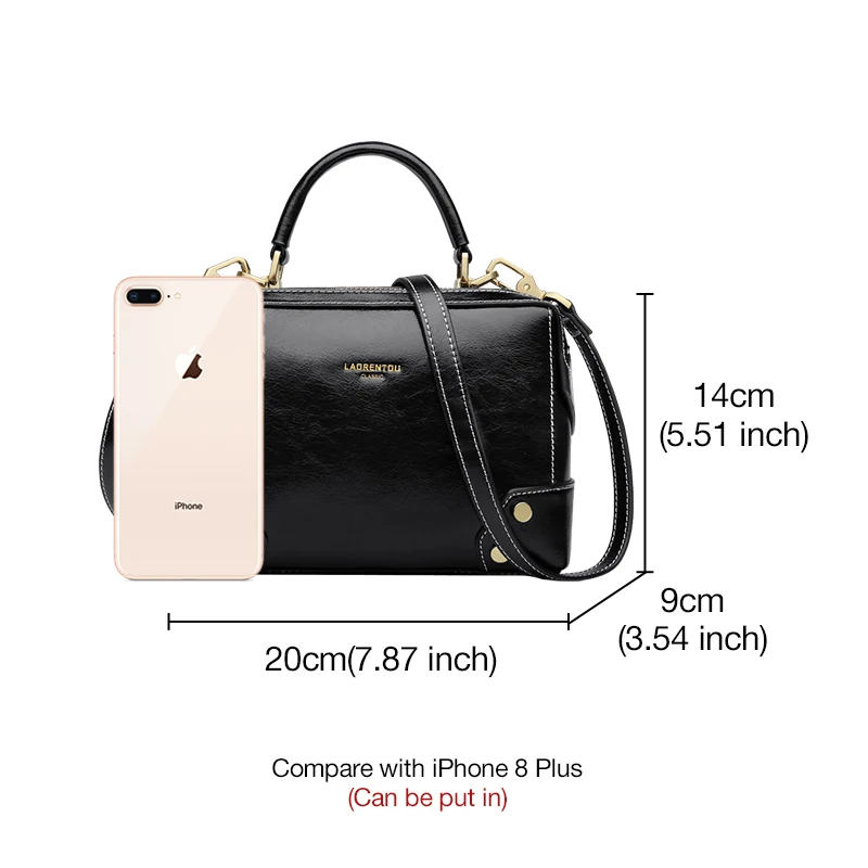 Женская кожаная сумка мессенджер LAORENTOU винтажная однотонная маленькая через