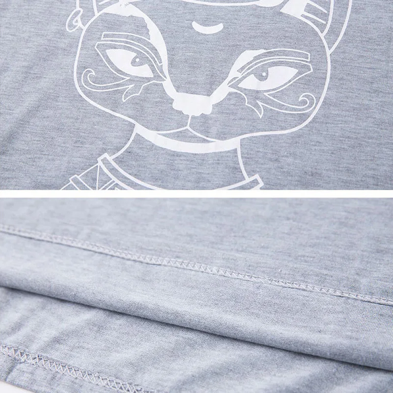 Женское длинное платье чехол свободное большого размера в пол с принтом кота