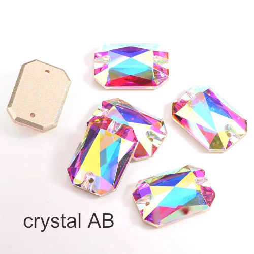 crystal ab Прямоугольные хрустальные AB стеклянные пришивные стразы с плоской задней стороной хрустальные стразы для шитья Свадебные украшения F0112 - Цвет: crystal ab