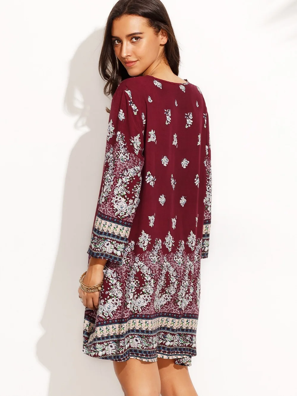 Для женщин летние богемные барокко мини платье с принтом 2019 халат Винтаж