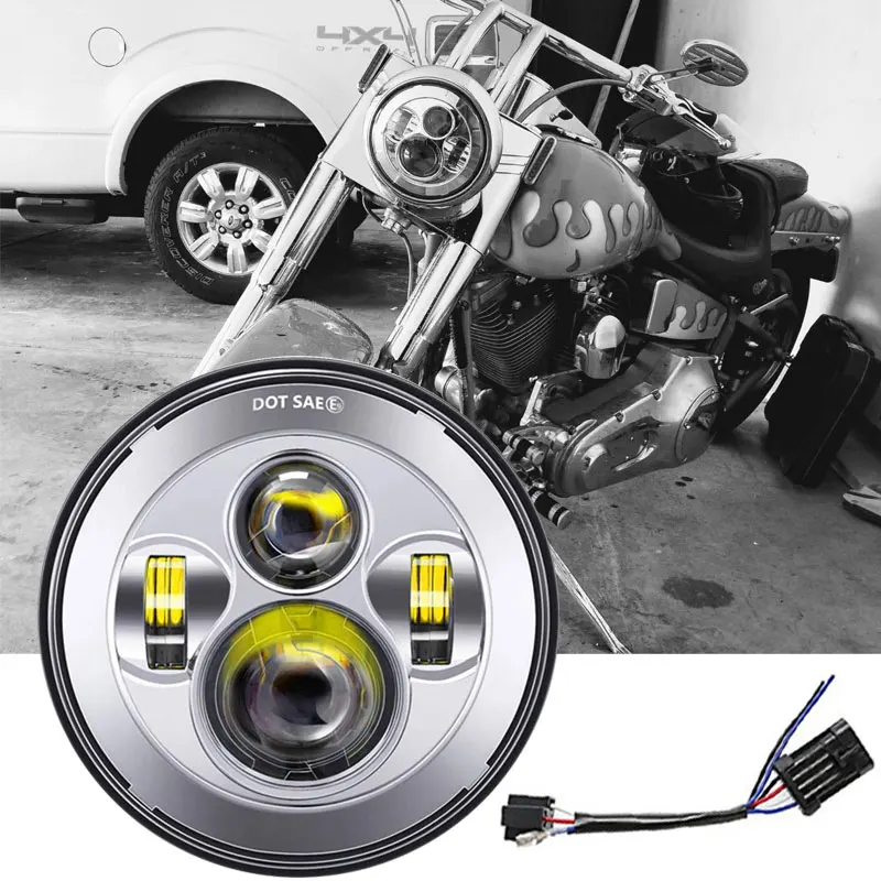 Круглый 7 &quotчерный проектор для мотоцикла светодиодный светильник лампа