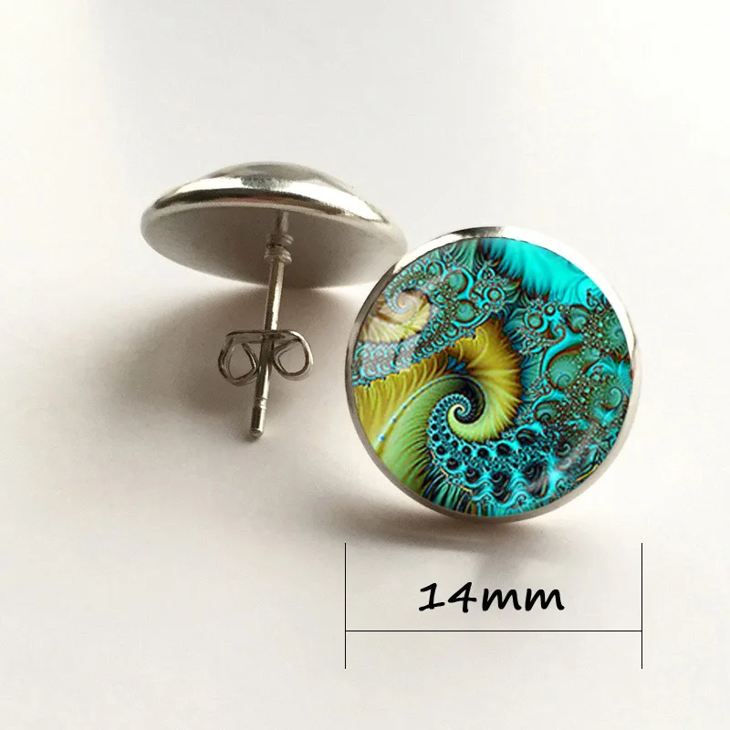 Розовая роза цветок серьги жизни сережка стеклянный купол уха кулон