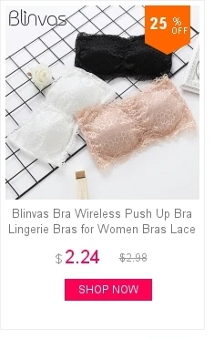 Blinvas Bra Wire Free Bras For Women Thin Cotton Lace A42 Black White Y-line Straps None Closure BH Sexy Bras For Women BH