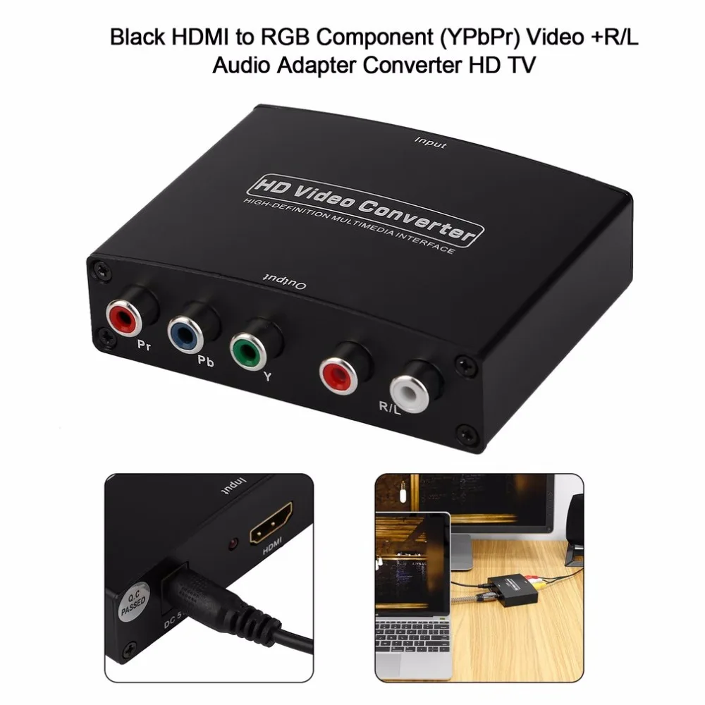 HDMI в RGB компонент(YPbPr) видео+ R/L аудио адаптер конвертер HD tv HD видео конвертер 2 канала LPCM 1,65 Гбит/с/165 МГц