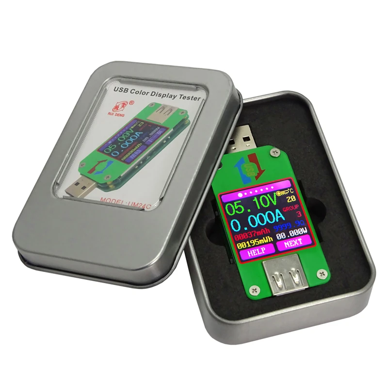 UM24 UM24C USB 2,0 цветной ЖК-дисплей тестер напряжения измеритель тока Вольтметр Amperimetro измерение заряда батареи сопротивление кабеля