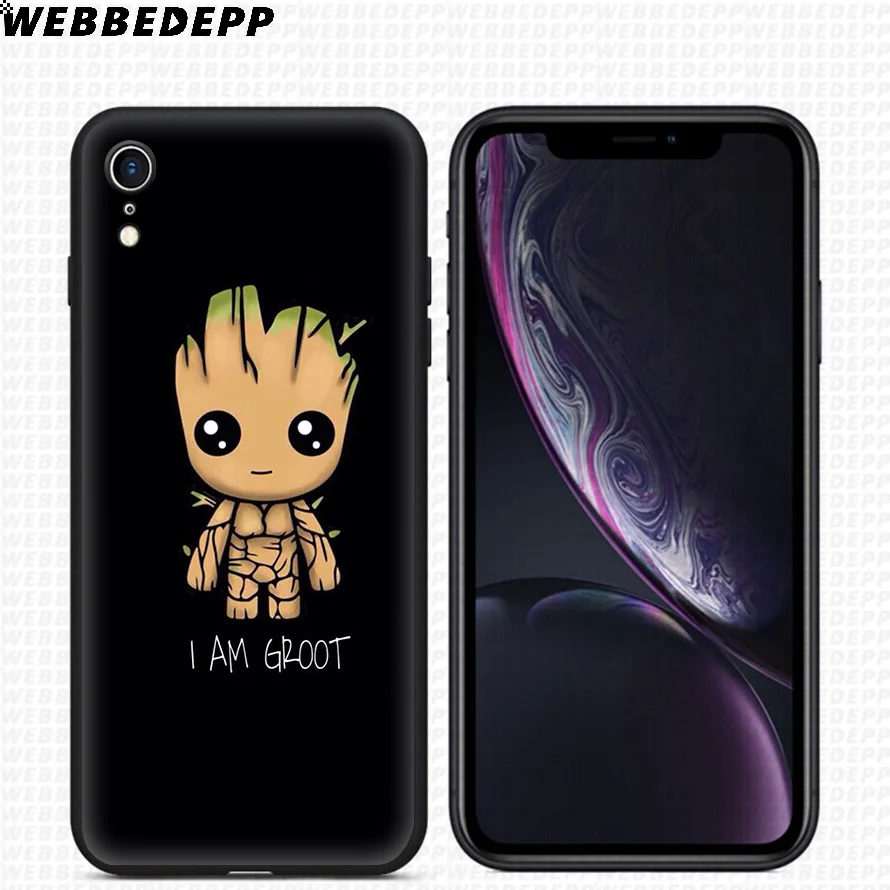 WEBBEDEPP стражи для Galaxy Groot Мягкий силиконовый чехол iPhone 11 Pro Xr Xs Max X или 10 8 7 6 6S Plus 5 5S SE