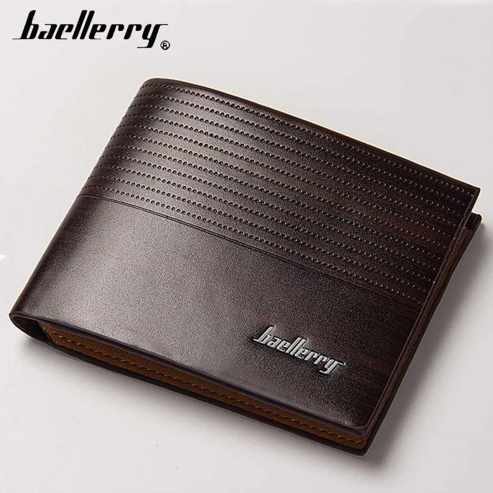 BAE029 Coffee Мужские кошельки baellerry ПУ, кожаная монета Карманный образец полоса кожаный бумажник для мужчин держатель карт высококачественный мужской кошелек, портфель - Цвет: BAE029 Coffee