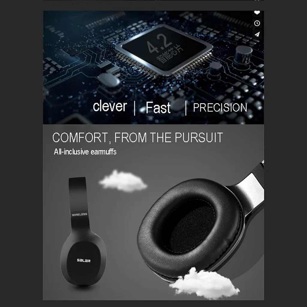 Salar N12 FM HiFi стерео сабвуфер Складная Беспроводная bluetooth-гарнитура игра с микрофоном Спортивная гарнитура Auriculares# G Z606