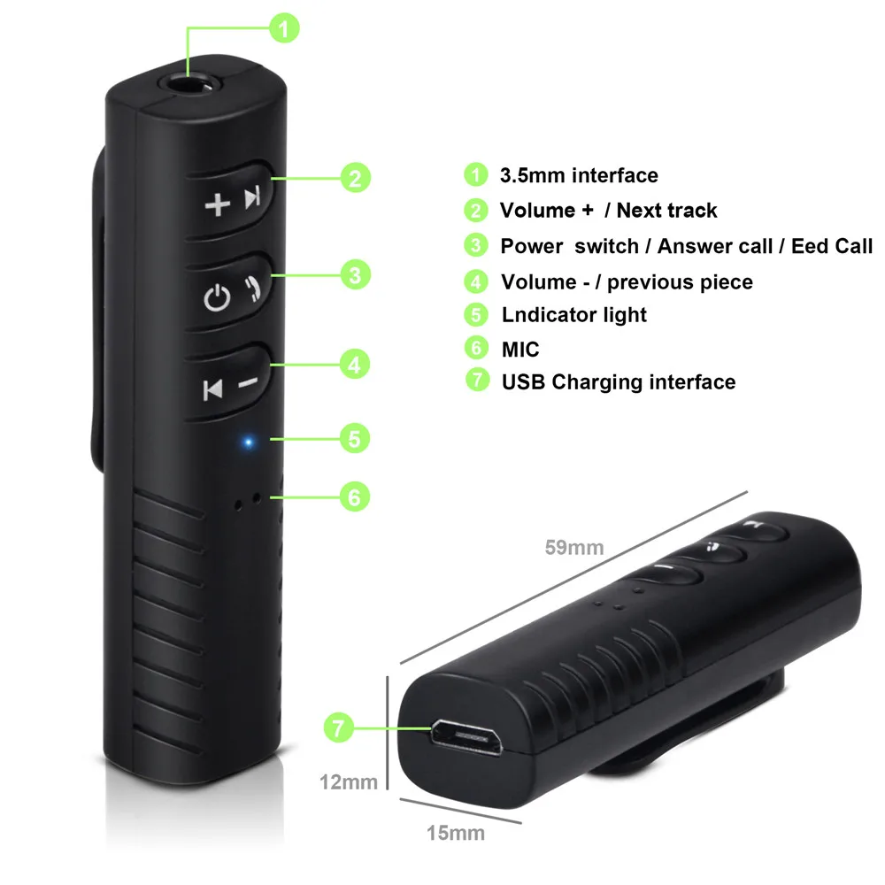 Ihens5 клип on беспроводной Bluetooth приемник 3 5 мм разъем аудио музыкальный адаптер с