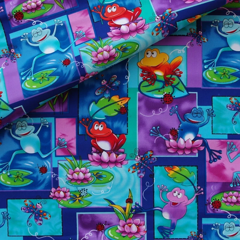 См x см хлопчатобумажная смесь тканая ткань лягушка стрекоза Божья коровка и